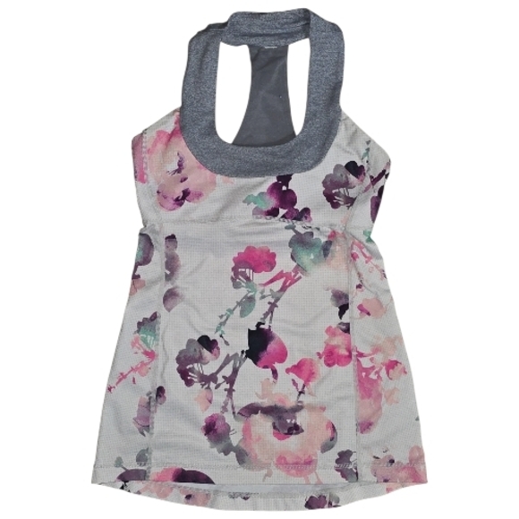 lululemon athletica Gray and Pink Floral Tank Top - Picture 3 of 7